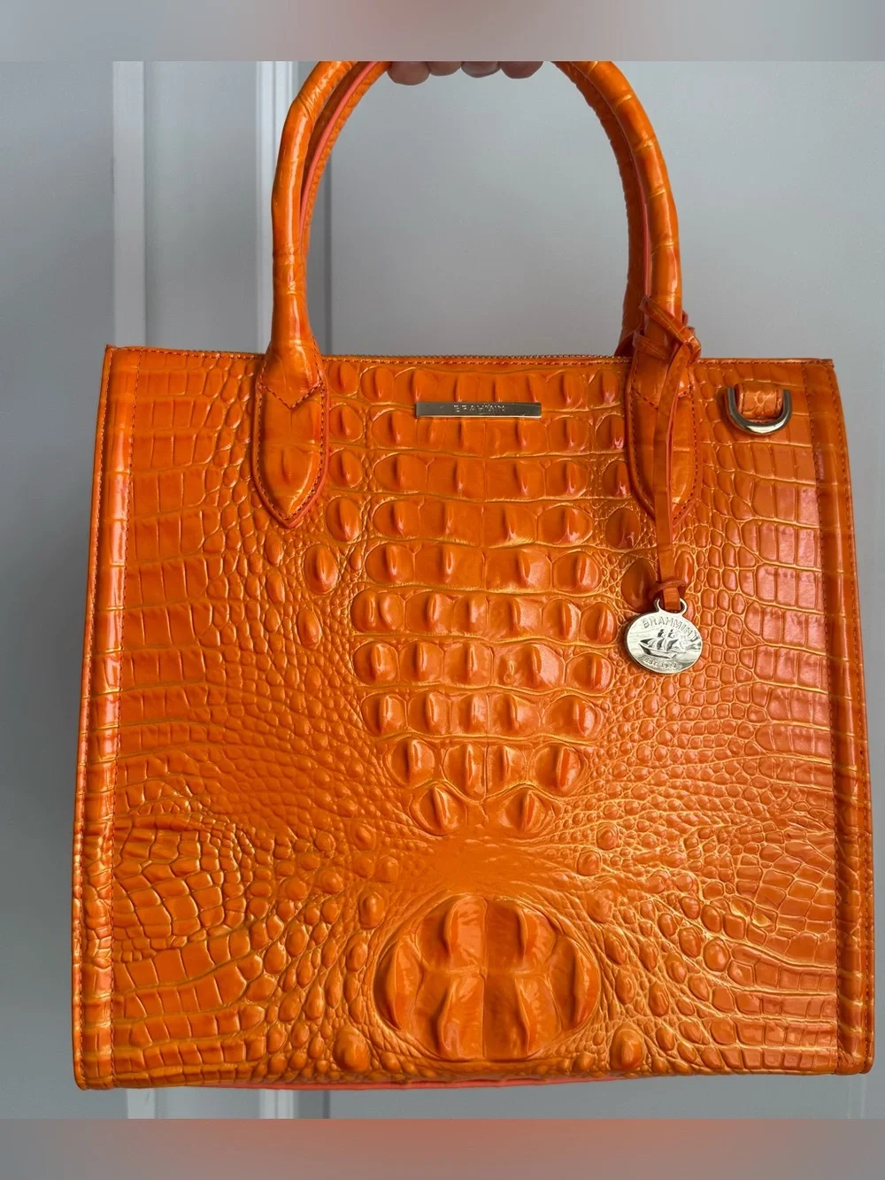 Brahmin Caroline Mango Orange Melbourne Leather Handbag Satchel